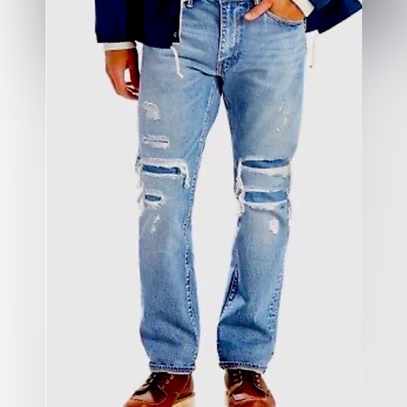 Lev’s 514 Destroyed Slim Straight Jeans Size 34 x 29.5 - Picture 1 of 16
